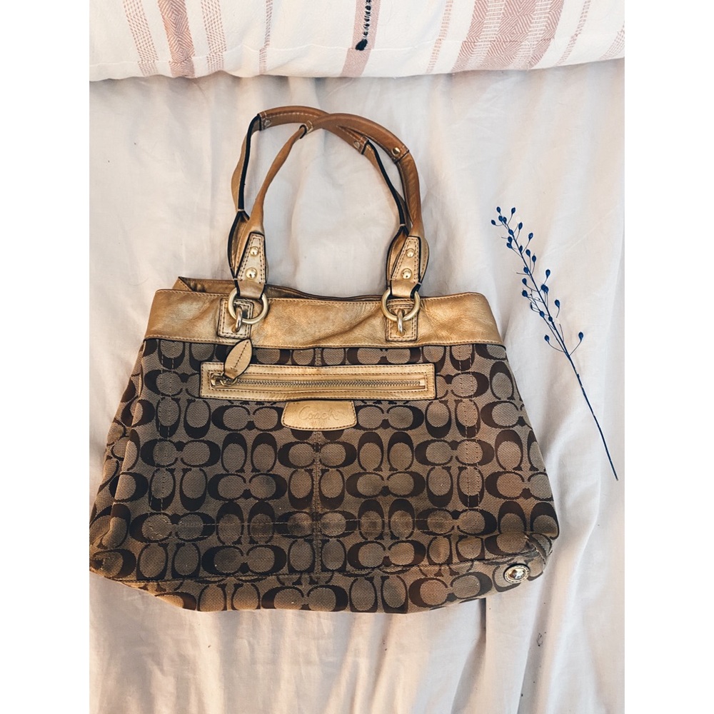 Used Gold Detailed Coach Purse